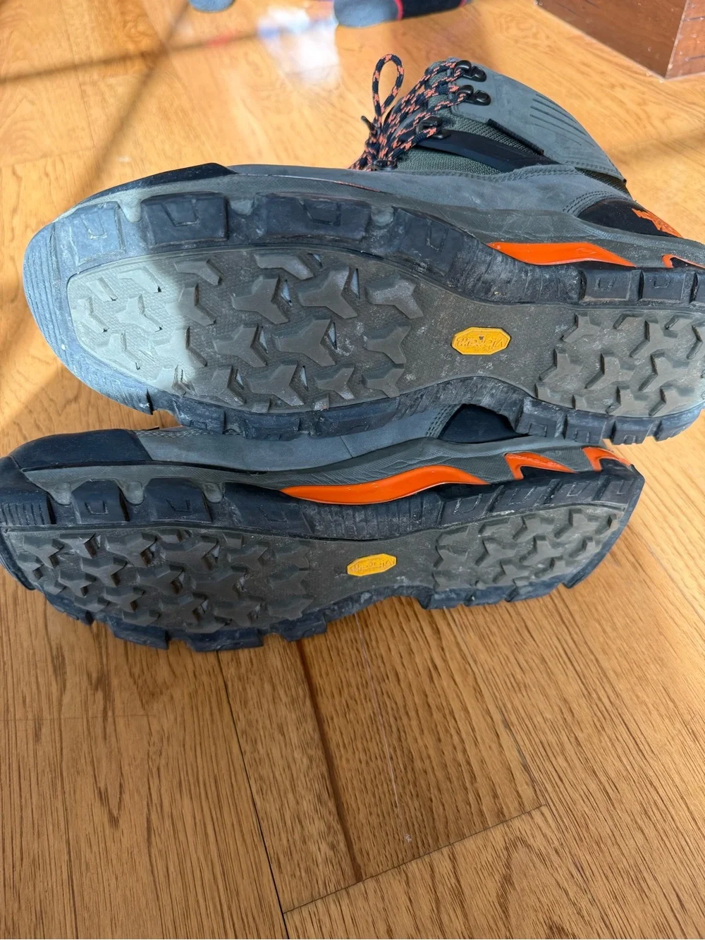 The North Face Men's Olive and Black Hiking Boots with Orange Trim